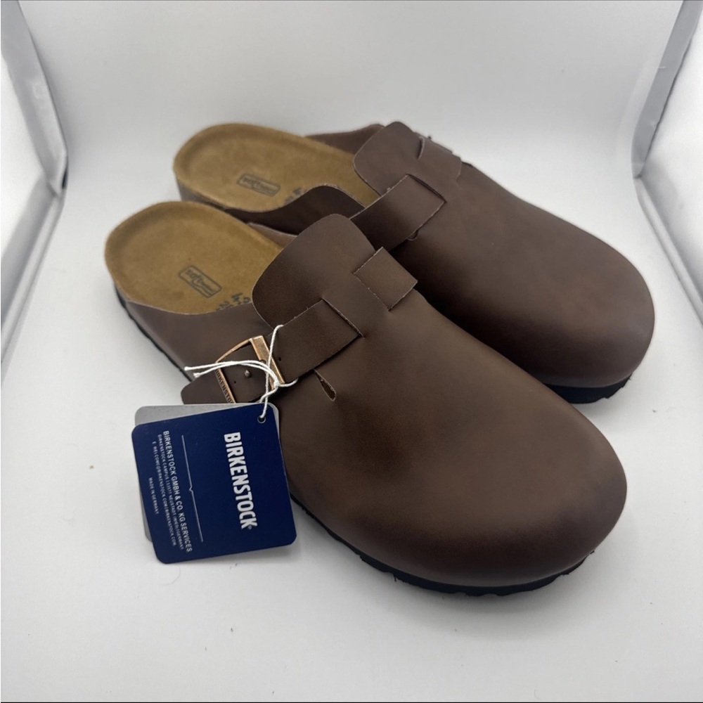NWT! Birkenstock Boston Brown Synthetic Soft Sole EU Size 43 M10-10.5